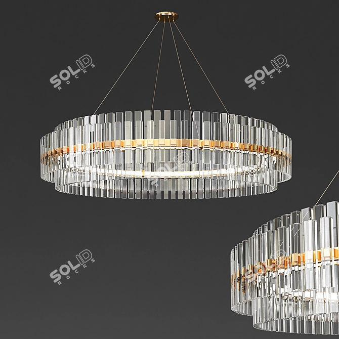 Elegant Round Glass Chandelier 3D model image 1