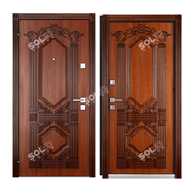 Sangria SteelGuard: Elegant Entrance Metal Door 3D model image 3