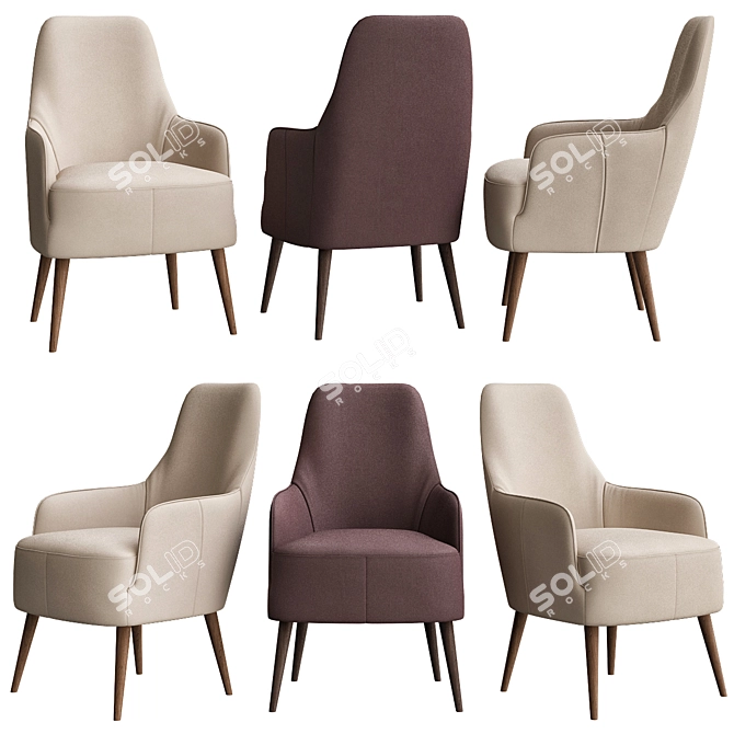 Elegant Ray Armchair 3D model image 1