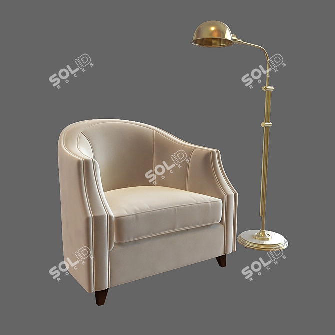 Elegant Seams Chair and Lamp 3D model image 1