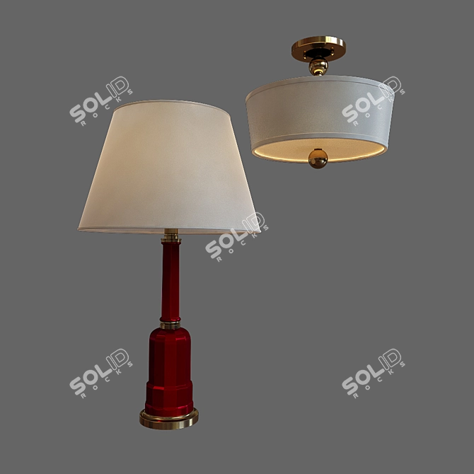 French Glass Lamp: Elegant and Timeless 3D model image 1