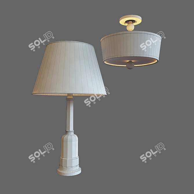 French Glass Lamp: Elegant and Timeless 3D model image 3