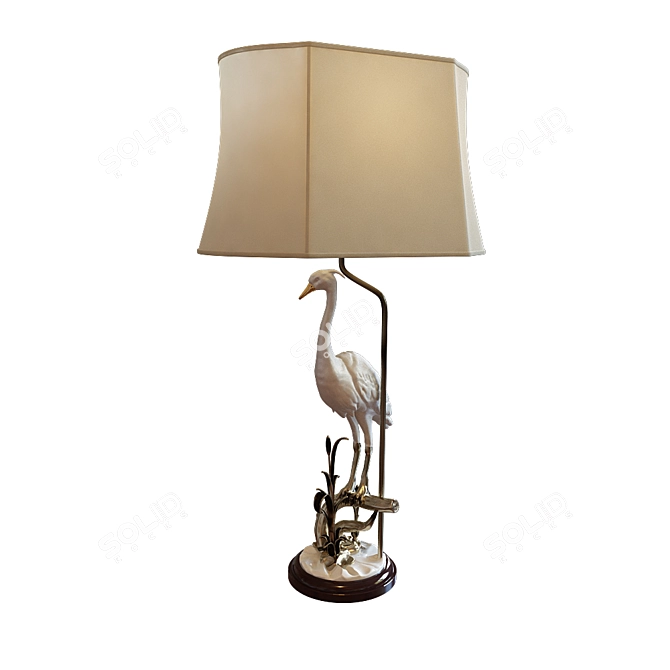 Elegant White Heron Accent Lamp 3D model image 1