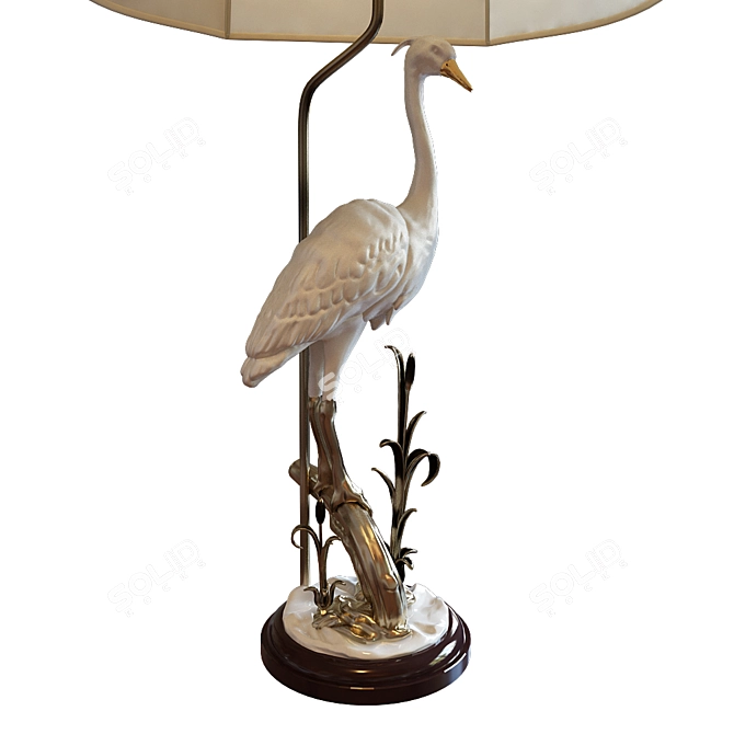 Elegant White Heron Accent Lamp 3D model image 2