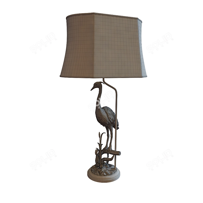 Elegant White Heron Accent Lamp 3D model image 3