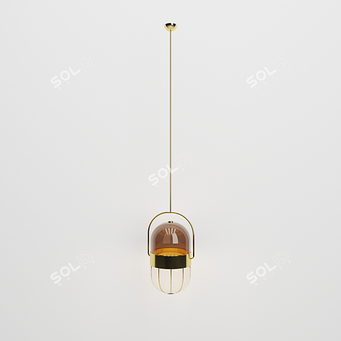 Sleek Glass Pill Ceiling Light 3D model image 2