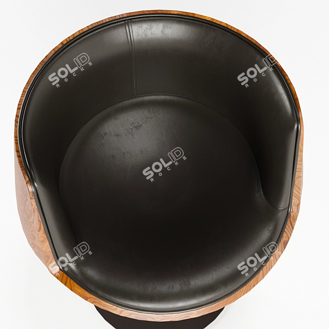 Retro Walnut Swivel Armchair: Urban Lounge Style 3D model image 2