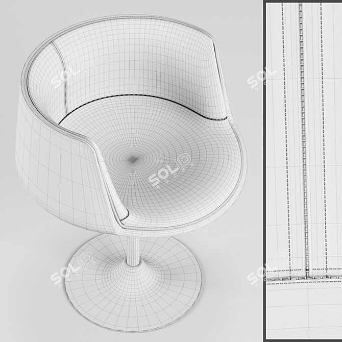 Retro Walnut Swivel Armchair: Urban Lounge Style 3D model image 3