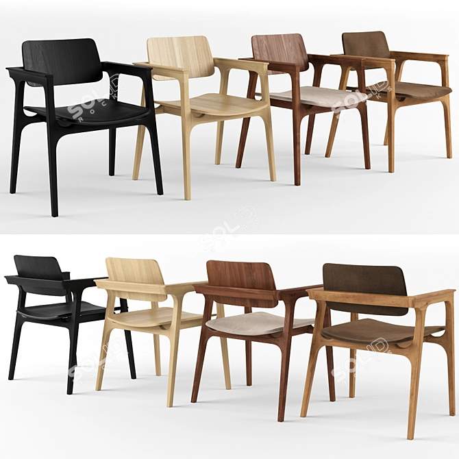 Ditta Madeira Chair: 3 Variations, 4 Wood & 3 Fabric Options 3D model image 3