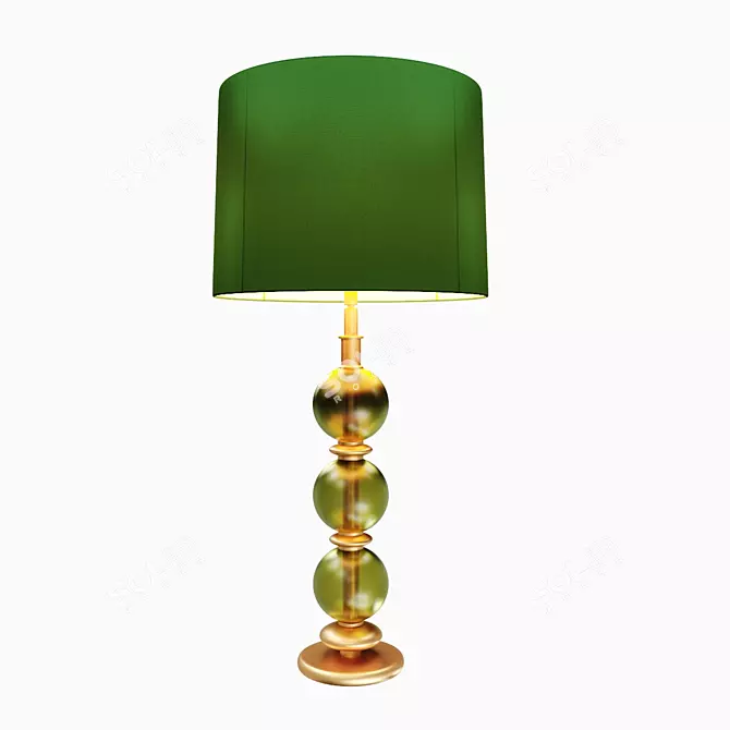 Elegant Hand Blown Green Glass Table Lamp 3D model image 1