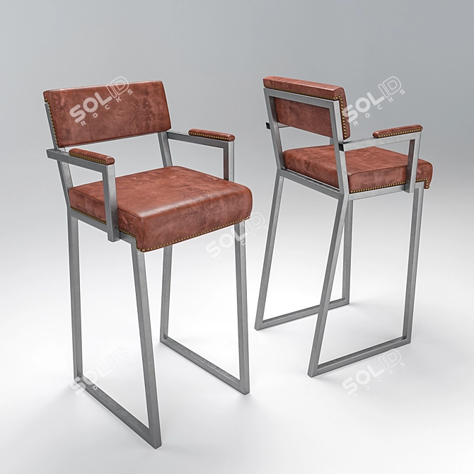 Loft-Inspired Bar Stool 3D model image 1