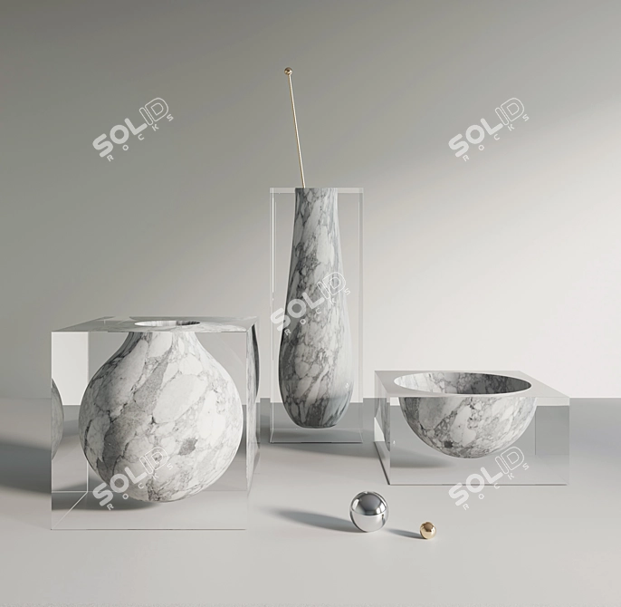 Decorative Vases with Bonus Balls 3D model image 1