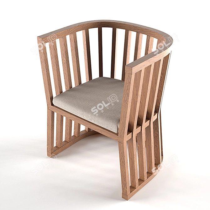 Classic Oakwood Chair 3D model image 1