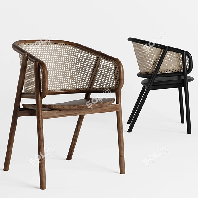Stylish Cane Chair: Casey by Cane Collection 3D model image 1