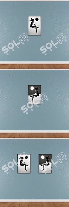 Artistic Set: 2 Wall Paintings with 4 Frame Options 3D model image 3