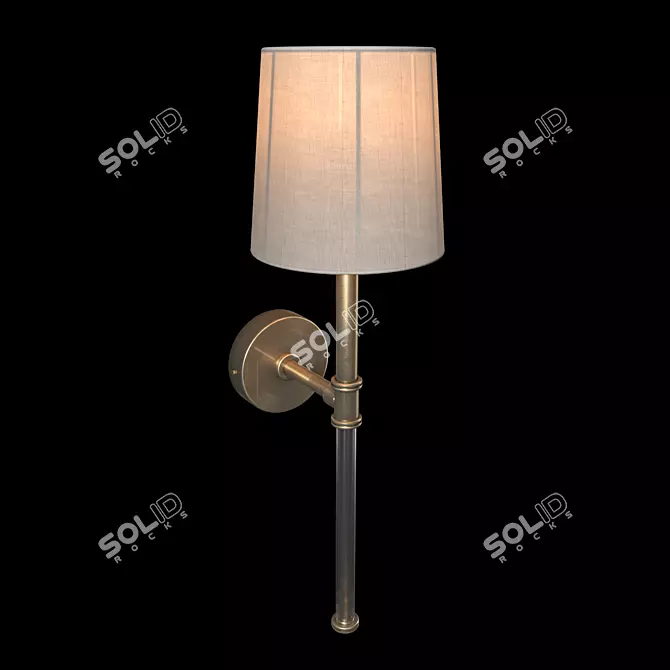 Brass Wall Sconce with Textile Shade - Art Deco Design 3D model image 1