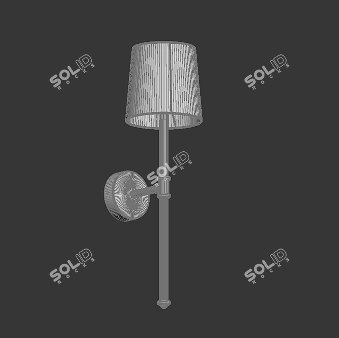 Brass Wall Sconce with Textile Shade - Art Deco Design 3D model image 3