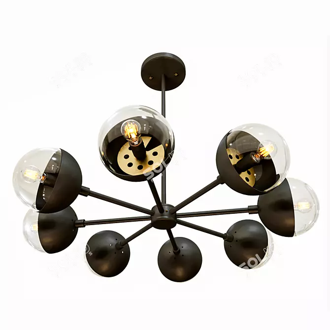 Handcrafted 8-Light Black Chandelier 3D model image 1