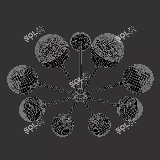 Handcrafted 8-Light Black Chandelier 3D model image 3