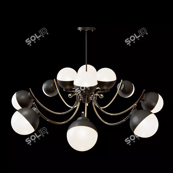 Opal Matte Glass Chandelier 3D model image 2