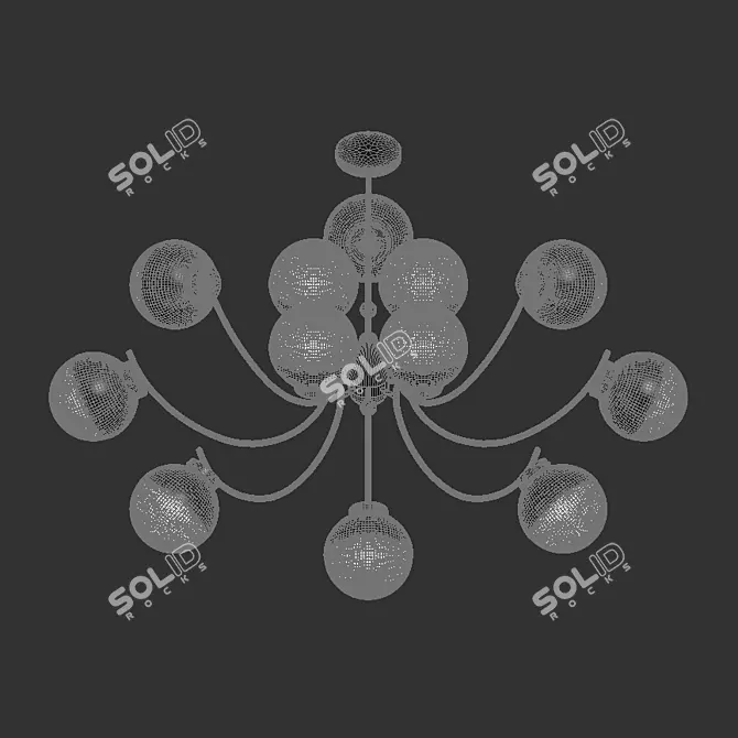 Opal Matte Glass Chandelier 3D model image 3