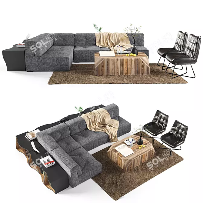DIALMA BROWN Sofa Set - Elegant and Spacious 3D model image 1