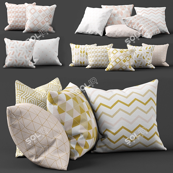 Golden Luxe Pillow Set 3D model image 1