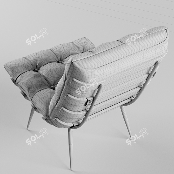 Elegant Professore Oak & Leather Armchair 3D model image 3