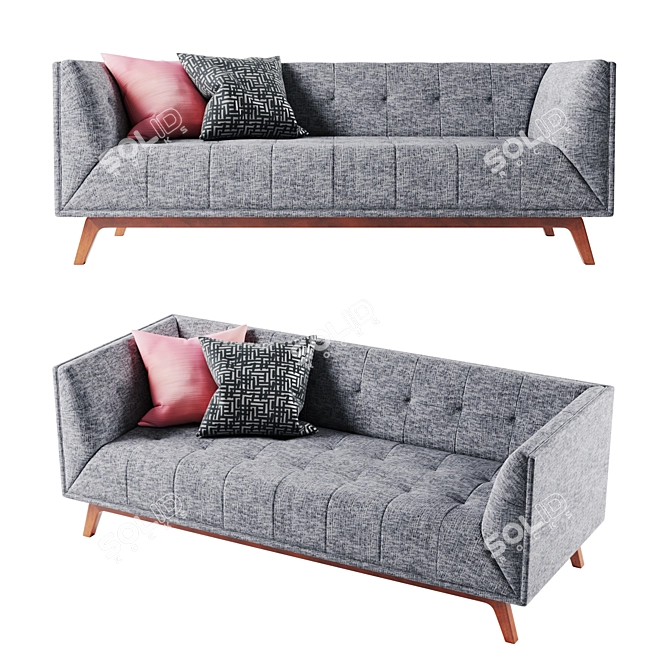Modern Velvet Sofa: Edloe Finch 3D model image 1