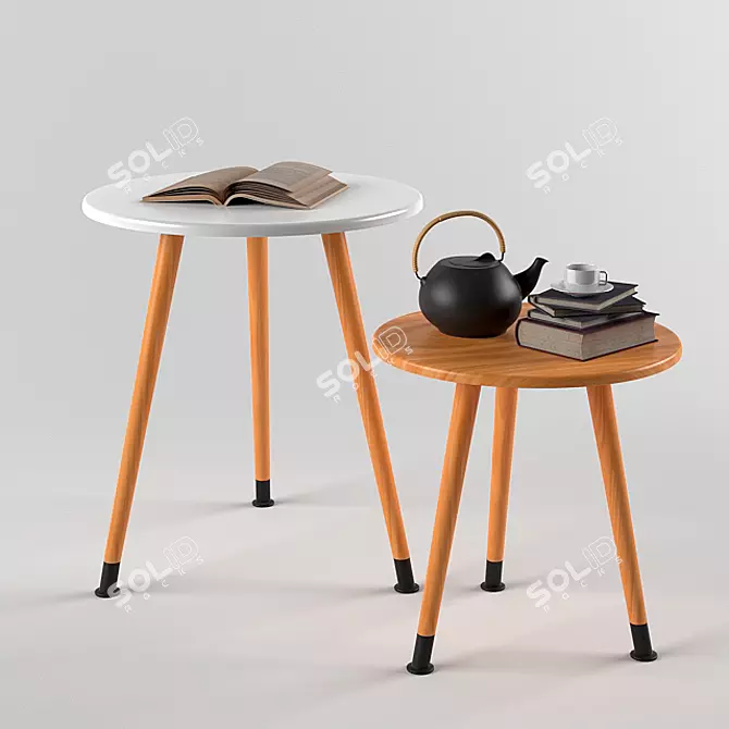 Versatile 2-Piece Table Set 3D model image 1