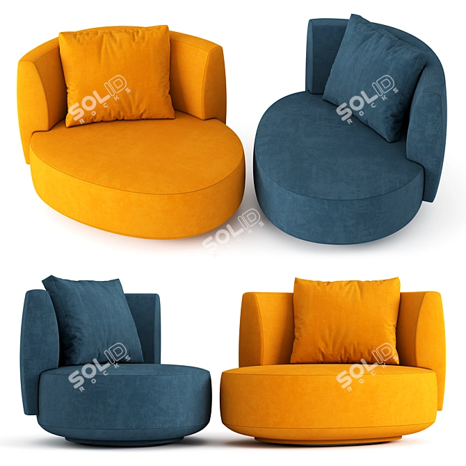 Elegant Audrey Swivel Armchair 3D model image 1