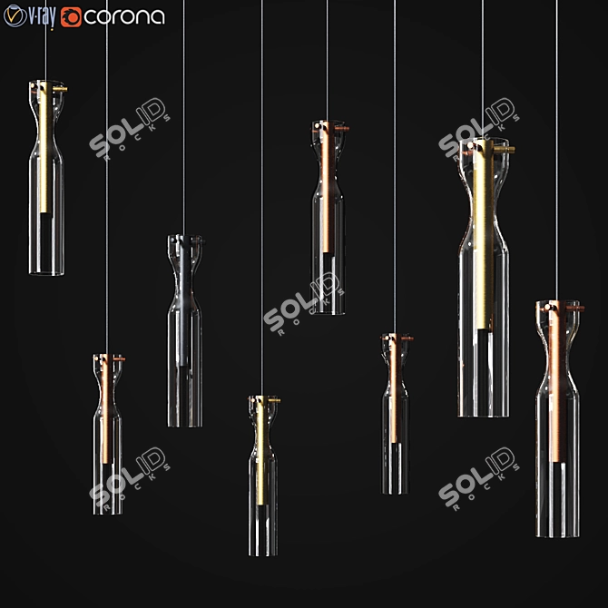 Sleek Brass Sola Pendant: Modern Loft Design 3D model image 1