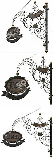 Handcrafted Metal Sign 3D model image 2