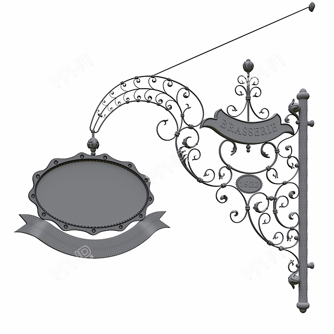 Handcrafted Metal Sign 3D model image 3