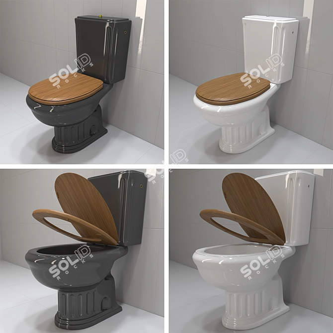 Monarch Black/White Toilet 3D model image 1