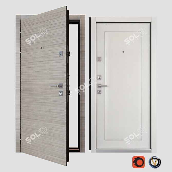 Vesta SteelGuard: Secure Entrance Metal Door 3D model image 1