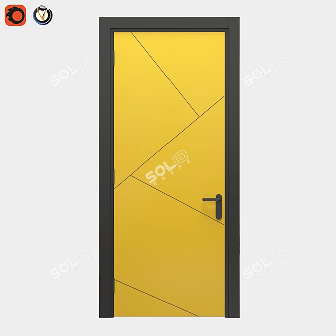 3DMax 2014 Black Yellow Door 3D model image 1