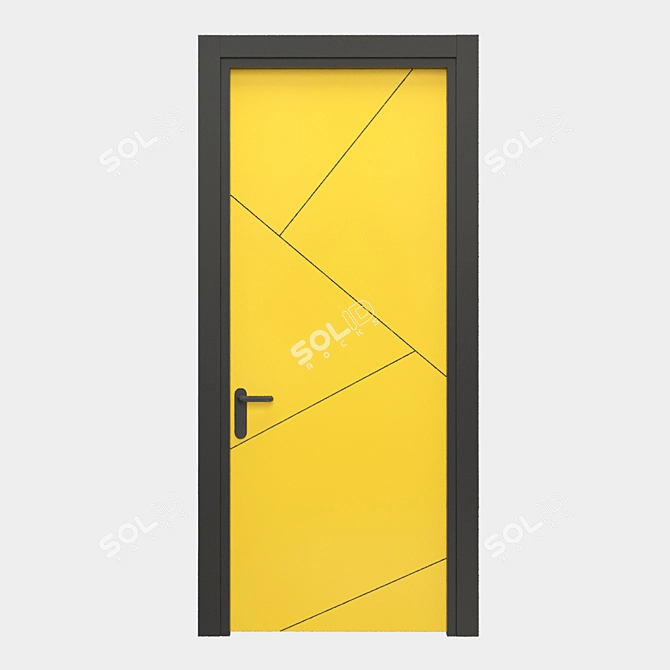 3DMax 2014 Black Yellow Door 3D model image 2