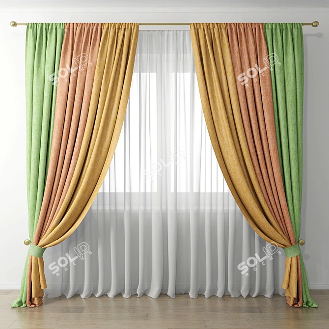 Elegant 42" Curtain 3D model image 1