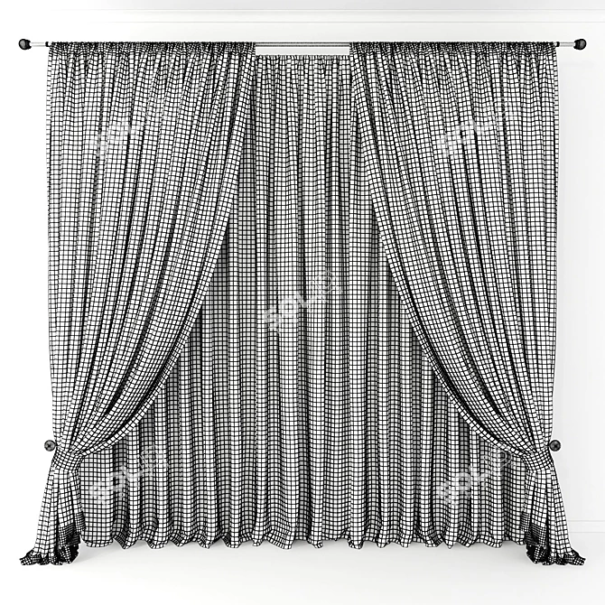 Elegant 42" Curtain 3D model image 2