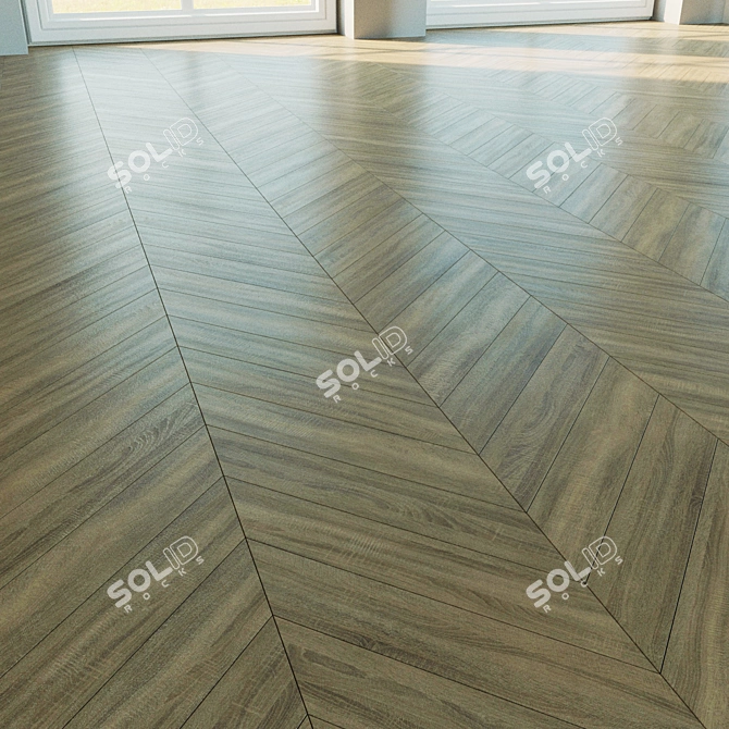 Natural Wood Parquet Flooring 166 - Herringbone & Chevron Patterns 3D model image 2