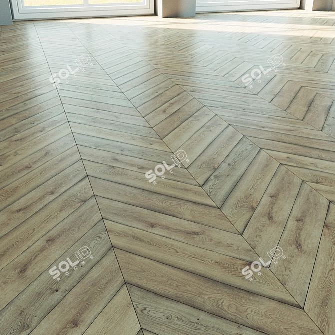 Natural Wood Parquet Flooring - Herringbone & Chevron Design 3D model image 1