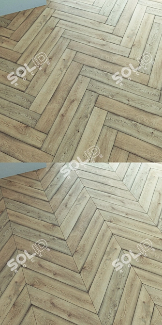 Natural Wood Parquet Flooring - Herringbone & Chevron Design 3D model image 2