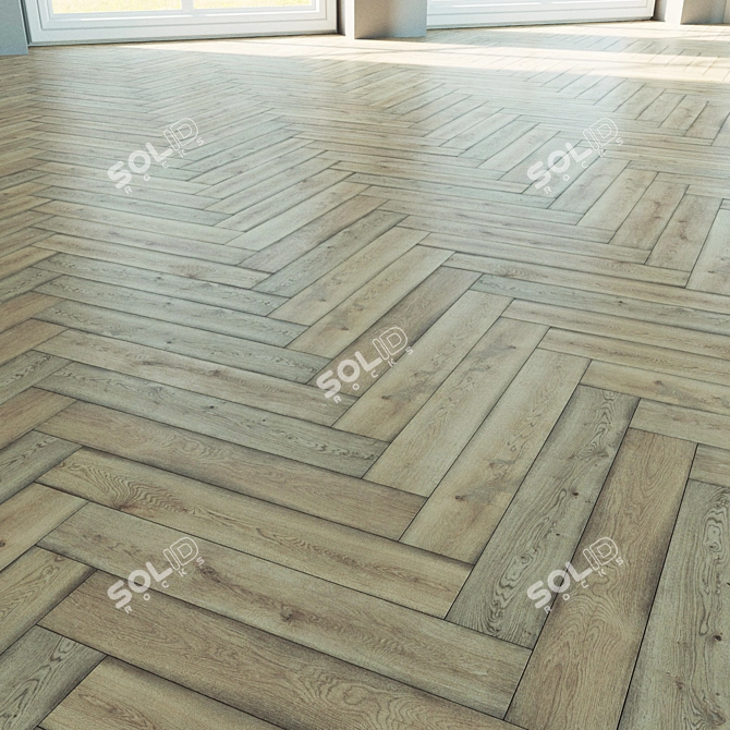 Natural Wood Parquet Flooring - Herringbone & Chevron Design 3D model image 3