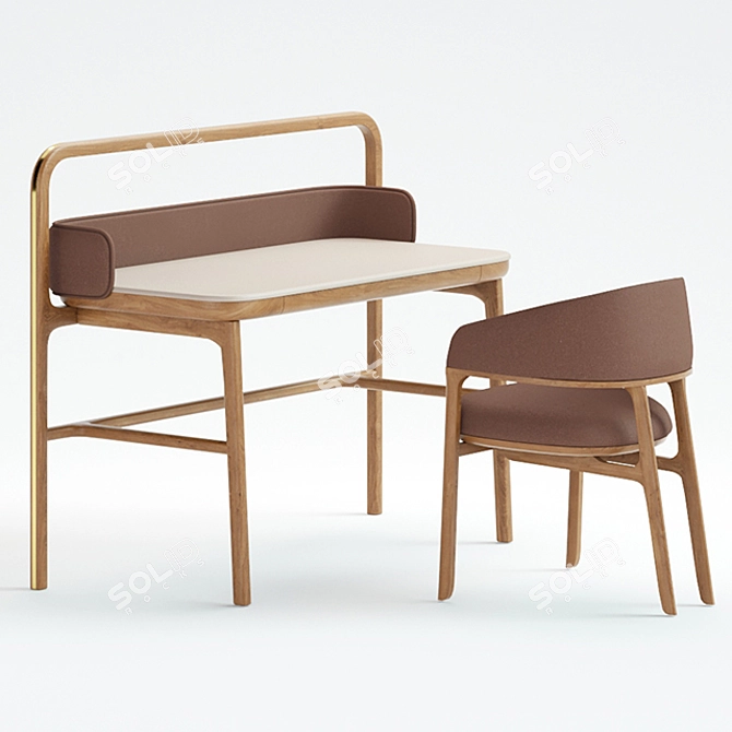 Sleek Desk and Chair Set 3D model image 1