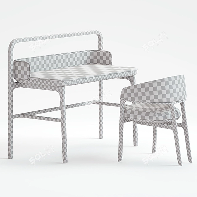 Sleek Desk and Chair Set 3D model image 3