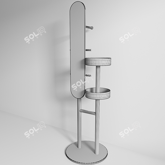 Mirror-topped coat rack 3D model image 2