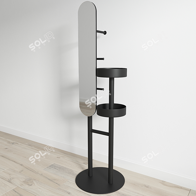 Mirror-topped coat rack 3D model image 3