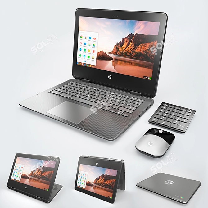 HP Chromebook x360 Transformer Laptop 3D model image 1