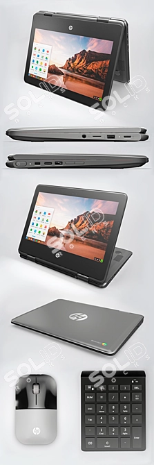 HP Chromebook x360 Transformer Laptop 3D model image 2